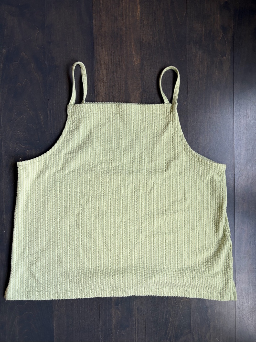 Madewell Celery Green Textured Ribbed Square-Neck Tank Top Size Small